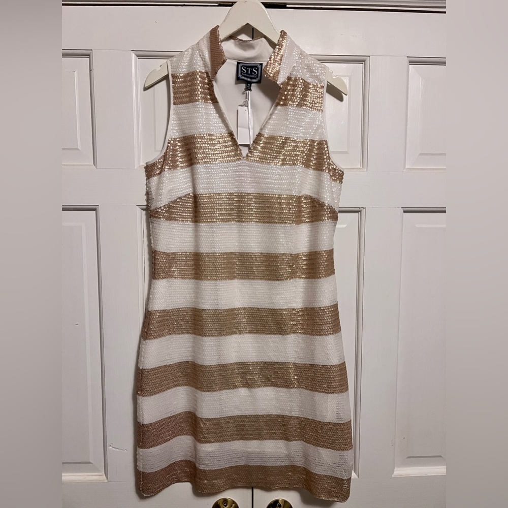 Sparkly, soft sequined dress in gold/white!